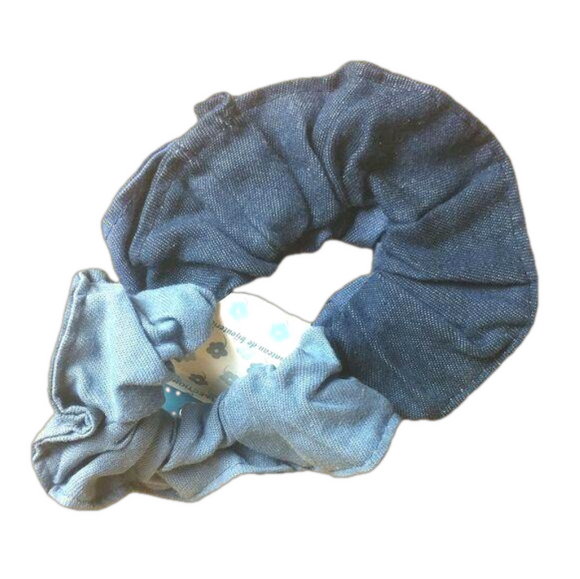 3 Blue Denim Hair Ties - Picture 2 of 3